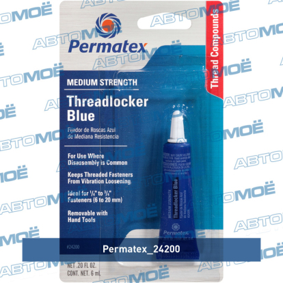 Фиксатор резьбы средней фиксации синий 6мл 24200 Permatex (фото №1)